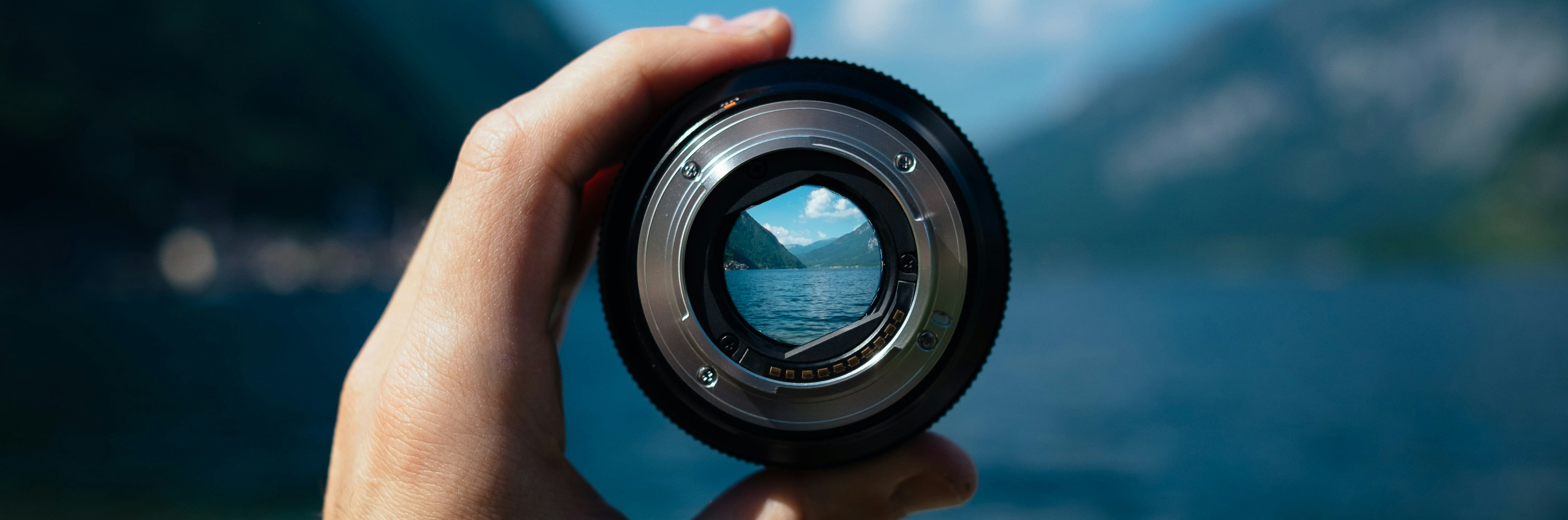 a lens focusing on a landscape in the distance